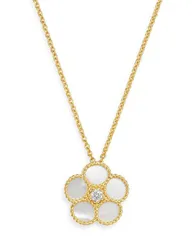 ロバートコイン レディース アクセサリー ネックレス・チョーカー・ペンダントトップ レース Roberto Coin 18K Yellow Gold Daisy MotherofPearl Diamo
