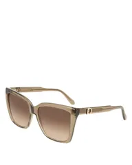 フェラガモ レディース アクセサリー サングラス・アイウェア FERRAGAMO Solid Square Sunglasses 57mm Transparent