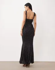 エイソス レディース トップス ワンピース ドット柄 ドット メッシュ コントラスト ASOS DESIGN mesh fishtail dress with contrast bust insert