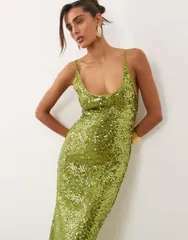エイソス レディース トップス ワンピース シアー スパンコール マキシ ASOS DESIGN embellished sheer scattered sequin cami maxi dress