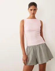 ブレーブソウル レディース トップス タンクトップ ハイネック Brave Soul high neck tank top in pale pink ピンク