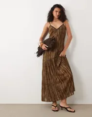 ヴィラ レディース トップス ワンピース マキシ VILA jacquard cami maxi dress with trim detailslate black ブラック