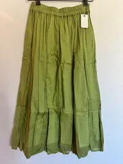 R145 【新品】ina イナ ウエストギャザー三角マチスカート コットン100% 38