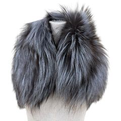 美品☆FENDI フェンディ フォックスファー ロゴ金具 レザー使い ティペット 本毛皮ショール グレー イタリア製 正規品 レディース