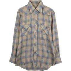 古着 70年代 エイチバーシー H BAR C RANCHWEAR Long Tail チェック柄 長袖 ウエスタンシャツ USA製 メンズM相当/eaa676842