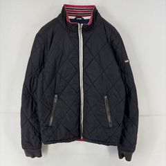 古着 トミーヒルフィガー TOMMY HILFIGER ジャケット 中綿 フルジップ ロゴ キルティング M  ブラック メンズ