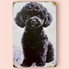 新品 黒トイプードル メタルサイン  犬 看板 壁飾り トイプードルグッズ 黒プー 玄関 インテリア 犬雑貨 プレゼント ギフト犬グッズ 犬モチーフ 犬柄 トイプードル雑貨 トイプードルグッズ トイプードル柄