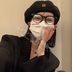 【新品未使用ツイードベレー帽女秋冬黒アルファベット百合つぼみ画家帽子日系頭でっかち顔見せ帽子 CCVZSP1120P295