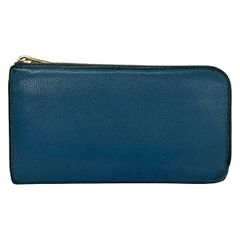 Valextra(ヴァレクストラ) 長財布 ブルー L字ファスナー レザー