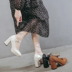 ストラップパンプス レディース パンプス 厚底 スクエアトゥ チャンキーヒール ストラップ 太ヒール ハイヒール 厚底パンプス シューズ 靴 黒 CCLTZH1113P070