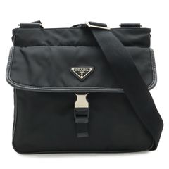 PRADA プラダ ショルダーバッグ 斜め掛け ナイロン レザー NERO ブラック 黒 シルバー金具 海外ブティック購入品 2VH269