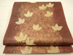 平和屋着物◎六通柄袋帯　松葉文　金糸　引箔　正絹　逸品　DABK2595op