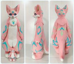 着ぐるみヘッド ウサギ耳 ライトピンク 兎面 全頭ヘッド ケモノ マスク