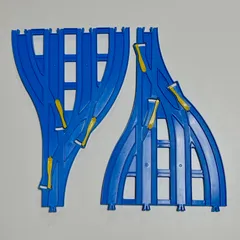 プラレール 4分岐ポイントレール 凸1枚 凹1枚 計2枚セット タカラトミー 中古 線路 情景パーツ 拡張 大量 まとめ売り お得 男の子 誕生日 プレゼント おもちゃ 玩具 部品 TAKARA TOMY Plarail 4-Way Point Rail