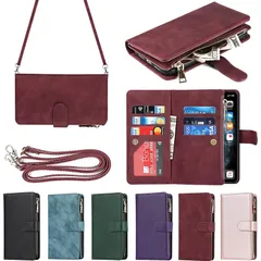 【新品】 Eastwave アイフォンfor iPhone 11 Pro ケース for iPhone 11pro 縄掛けケース 手帳型 財布型 ICカード コインポケット ストラップ付き カード 収納 小銭入れ ファスナーポケット付き PUレザー 6色 レッ