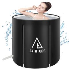 Portable Bathtub, Foldable Bathtub, Adult & Child Spa Bath, Camping Bathtub, Portable Inflatable Pool, Home Bathtub, Shower Room Bucket (Black, 70*65cm)pms