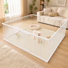 Pet Fence for Dogs, Small Dog Cage, Indoor Pet Enclosure, Dog Gate, Freely Assembled Fence, Escape Prevention Fence for Medium to Small Dogs, Easy Assembly, White, 183*183*68cm