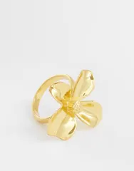 エイソス レディース アクセサリー リング ASOS DESIGN 14k gold plated ring with flower design GOLD ゴールド