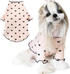 【特価セール】犬抜け毛服 お散歩お出かけウェアに 洋服 猫 中型犬 小型犬 春夏秋服 ペット服 ハートロングスリーブ 長袖 猫服 脱毛保護 犬の服 春夏 犬服