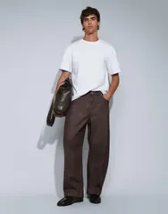 エイソス メンズ ボトムス デニムパンツ ジーンズ ASOS DESIGN cocoon leg jeans in raw BROWN ブラウン