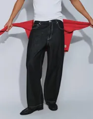 エイソス メンズ ボトムス デニムパンツ ジーンズ ASOS DESIGN barrel jeans in raw Black ブラック