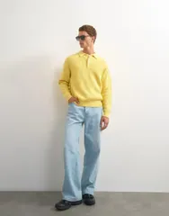 トップマン メンズ トップス ポロシャツ ニット Topman classic fit knit polo in yellow イエロー