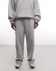 エイソス メンズ ボトムス カジュアルパンツ ワイドレッグ スウェットパンツ ASOS DESIGN wide leg sweatpants with cut and sew heather Gray