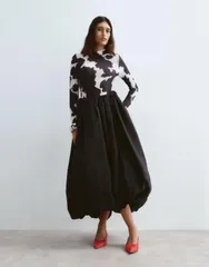 アレンジ レディース ボトムスカート ミディ ARRANGE bubble midi skirt Black ブラック