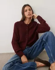 スリードベア レディース アウター カーディガン クルーネック Threadbare crew neck cardigan Burgundy バーガンディ