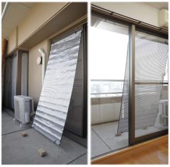 Brand new TechnoAim aluminum heat-insulating, light-blocking, sunshade, privacy screen, awning, energy-saving screen, approximately 90 x 200 cm (Front: Silver with UV-cut mirror effect / Back: Black, allows visibility from inside to outside) 81a99ae1