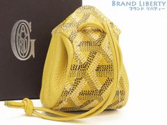 【レア新古品】ゴヤール　GOYARD　ヘリボーン ブルス　巾着型 ポーチ　バッグチャーム　コインケース　キーホルダー　小物入れ　イエロー　APM BOURSE 08