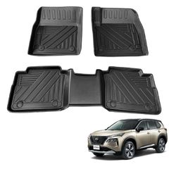 K◆Nissan X-Trail T33 3D Floor Mats for X-Trail T33 SNT33 (July 2022 - Present) TPE Material, Waterproof, Stain-Resistant, Wear-Resistant, Anti-Slip, Custom Parts, Vehicle-Specific Design, Interior Car Accessories, 3-Piece Set 1873f06e