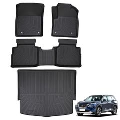 K◆Floor Mats for Nissan New X-Trail T33 Series - Car Mats + Luggage Mat - X-Trail T33 SNT33 T33 Model (July 2022 - Present) - Custom Designed Trunk Mat - TPE Material - Waterproof, Anti-Slip, Stain Resistant - Easy Installation - Interior 08d69c15