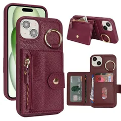 【新品】 アイホン 15 Plus 14Plus ケース for iPhone 14 Plus 15Plus 手帳型 財布型カバー 背面フリップ 手帳 360°回転 Coque Case SunYoo ICカード コインポケット カード 収納 小銭入れ ファス