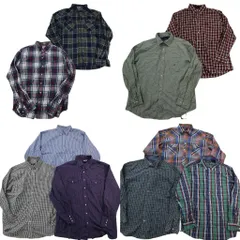 古着卸 まとめ売り ブランド 長袖シャツ 10枚セット ( メンズ XL ) ラングラー チャップス ノーティカ 中古 古着 NG9964