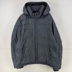 古着 トミーヒルフィガー TOMMY HILFIGER ジャケット ワンポイント ロゴ 中綿 フルジップ 刺繍 M  グレー メンズ