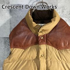 USA製 Crescent Down Works クレセントダウンワークス 60/40クロスダウンベスト レザーヨーク ベージュ M