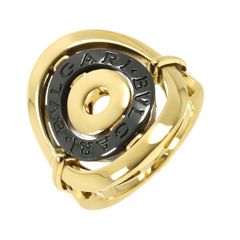 Bulgari BVLGARI Astrale Cerchi Ring, Size 11, K18 YG Yellow Gold 750 Ceramic Ring, 90335213