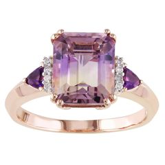 Stella Grace Women's Accessories Ring Stella Grace 18k Rose Gold Over Silver Ametrine Amethyst Diamond Accent Co
