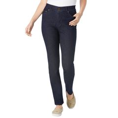 Woman Within Women's Bottoms Denim Pants Straight Plus Size Jeans Woman Within Plusize Stretch BuiltIn Slimming Panel S
