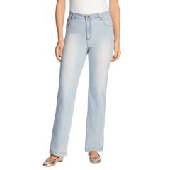 Woman Within Women's Bottoms Denim Pants Plus Size Petite Jeans Woman Within Plusize Petite Stretch Denim Wide Leg FivePo