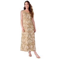 Jessica London Women's Plus Size Denim Maxi Dress in Camel Sketch