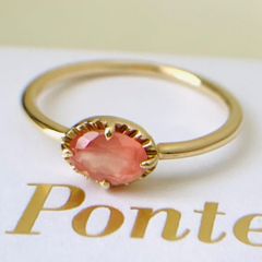 Excellent condition K10 Ponte Vecchio ring with rhodochrosite and yellow gold.
