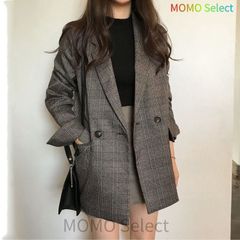 Women's Outerwear Jacket Top, Checkered, Loose Fit, Warm, Long Sleeves, Cardigan, V-Neck, Front Opening, Suitable for Commuting, Office Wear, Suits, hyd678