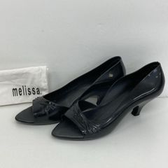 melissa/メリッサ オープントゥ パンプス USA8/EUR39(25cm相当) ブラック/黒 ラバー サンダル 保存袋付 レディース[OL02246]