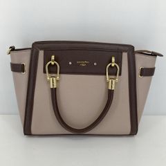 美品 SAMANTHA VEGA/サマンサベガ ハンドバッグ ブラウン/グレージュ系 バイカラー ゴールド金具 レディース[OK05919]