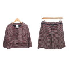 ヴェールダンス Vert Dense セットアップ フォーマル ワンピース ジャケット ひざ丈 ボーダー 赤 レッド M
