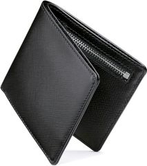 [VALOREA] Men's Bi-fold Wallet, Genuine Leather, Compact, Black ma 8958742a