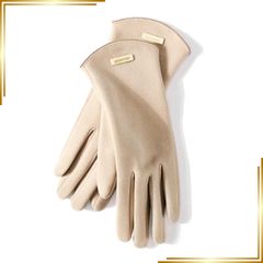 [Brand New] [Qzkouma] Women's Winter Gloves, Warm, Fleece-lined, Touchscreen Compatible, Smartphone Compatible, STGP-33 (Beige)