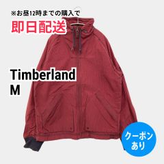 Timberland ティンバーランド ブルゾン M レッド コットン レザー・本革 無地 コーデュロイ ミドル丈 ジップアップ メンズ